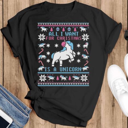 Unicorn Ugly Christmas Shirt Unicorn Christmas Shirt Unicorn Christmas Sweatshirt - Black T-Shirt