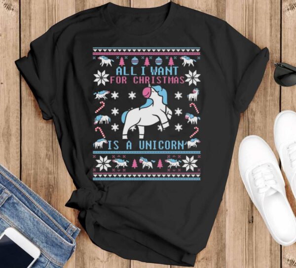 Unicorn Ugly Christmas Shirt Unicorn Christmas Shirt Unicorn Christmas Sweatshirt - Black T-Shirt