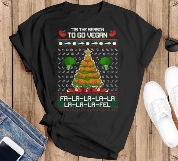 Vegetarian Vegan Ugly Christmas Shirt Vegetarian Vegan Christmas Shirt Vegetarian Vegan Christmas Sweatshirt - Black T-Shirt