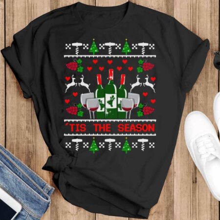 Wine Ugly Christmas Shirt Women Men Wine Christmas Shirt Wine Christmas Sweatshirt - Black T-Shirt