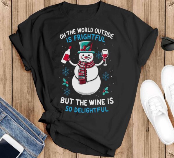 Wine Ugly Christmas Shirt Women Ugly Wine Christmas Shirt for Women Wine Delightful Shirt - Black T-Shirt