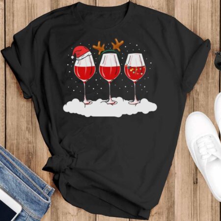 Wine Ugly Christmas Shirt Women Wine Christmas Shirt for Women Wine Shirt - Black T-Shirt