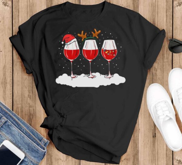 Wine Ugly Christmas Shirt Women Wine Christmas Shirt for Women Wine Shirt - Black T-Shirt